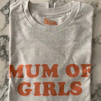 Tee-shirt MUM OF GIRLS gris et orange