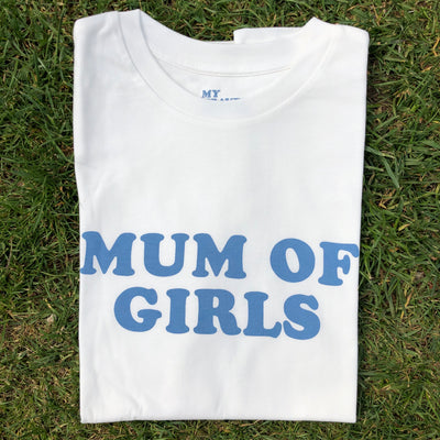Tee-shirt MUM OF GIRLS bleu jean - MyTravelDreams