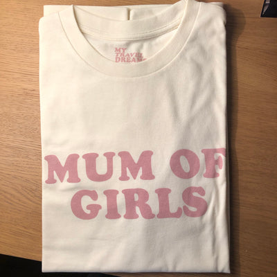 Tshirt MUM OF GIRLS blanc cassé et rose - MyTravelDreams